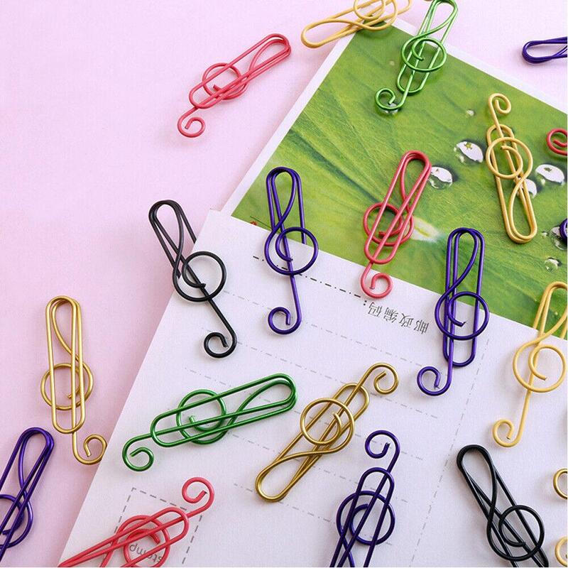 50pcs/box Colorful Music Note Shaped Paper Clips Decorative Colorful Decor For Office Stationery Paper Clip