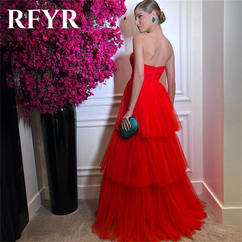 Rfyear-فستان طويل للحفلات ، حزام سباغيتي ، عتيق ، رقبة على شكل قلب ، فوشيا ، فساتين المشاهير حمراء
