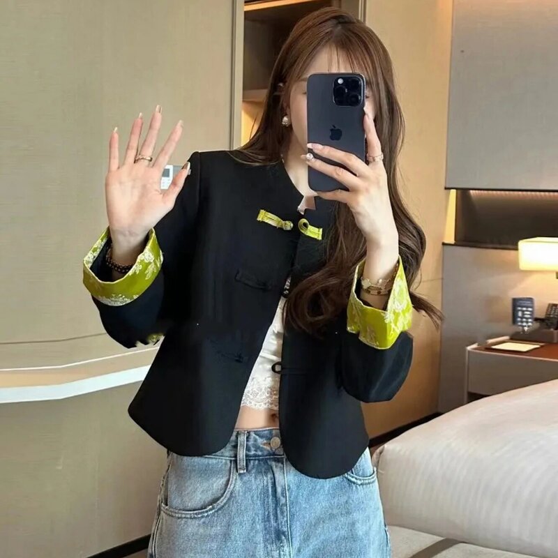 UNXX jaket gaya Tiongkok baru gaya nasional wanita setelan Fashion pendek temperamen Retro Chic gaya jaket pendek Atasan wanita baru