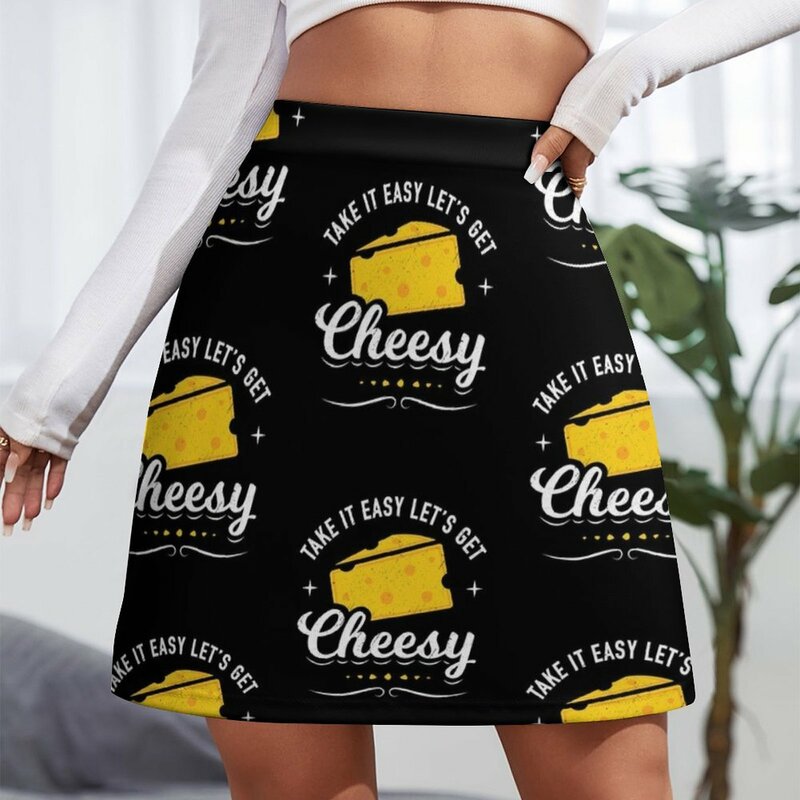 Cheese Lover Gift - Take it Easy Let's Get Cheesy Mini falda para mujer, vestido de verano, Falda corta