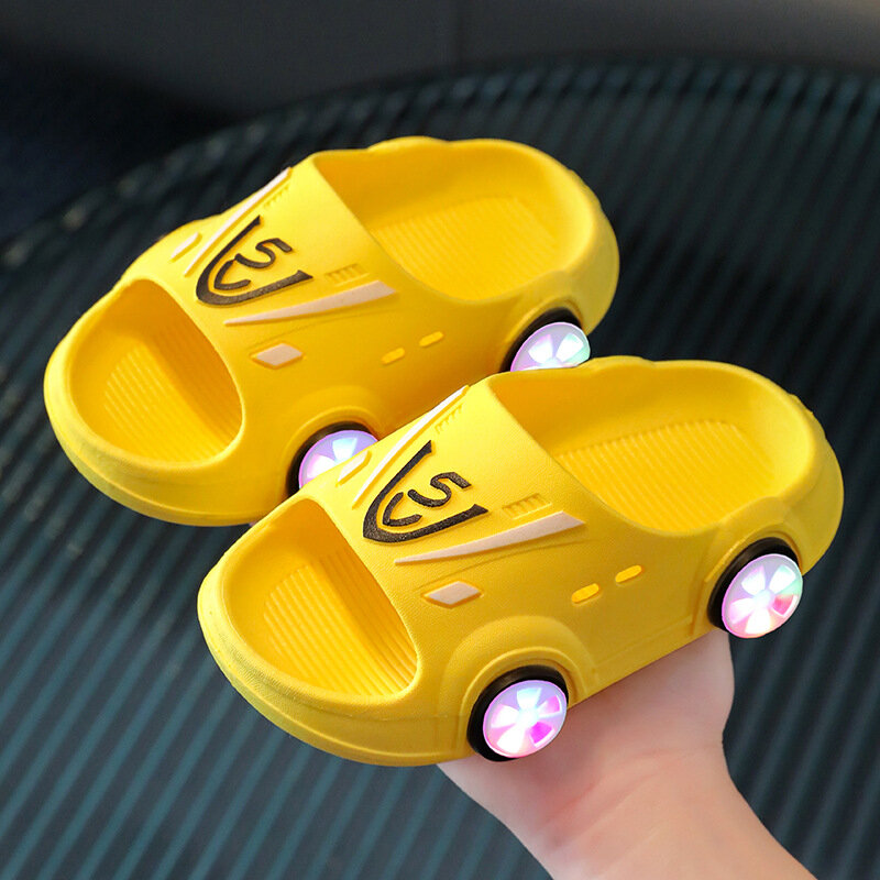 Warrior Kids Luminous Slippers Summer Sandal Indoor Outdoor Soft Anti-slip Cartoon Car Kids Shoes Personality Children Sandals