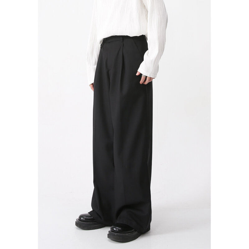 Odzież męska wiosna lato nowa luźne w stylu Casual spodnie luźna prosta koreańska moda prosta jednolity kolor męskie spodnie odzież męska