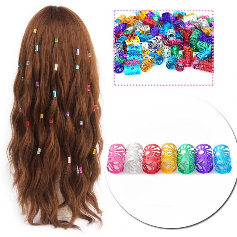 50Pcs/100Pcs Exquisite Adjustable Hole Micro Ring Beads Hair Accessories Colorful Hair Beads Stylish for Dating
