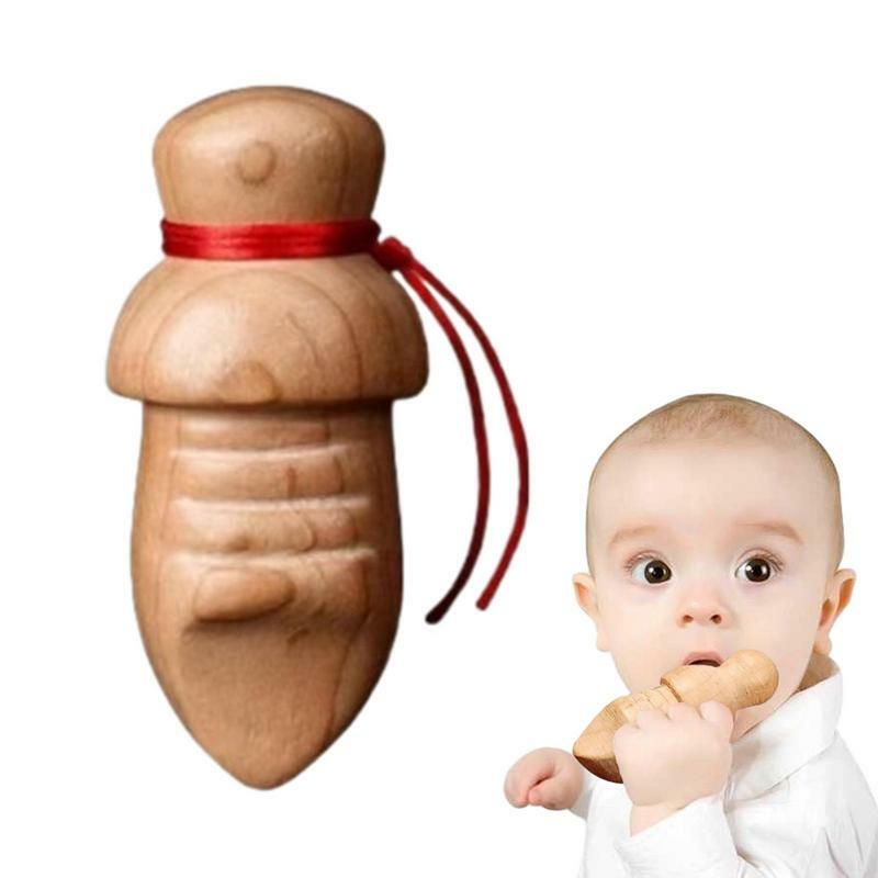Teether kayu portabel untuk bayi balita, mainan Puzzle pendidikan dini montesori multifungsi fleksibel
