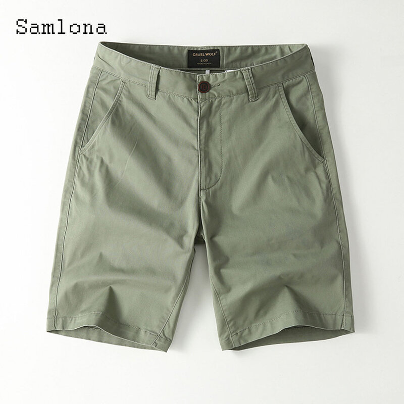 Samlona-Short cargo grande taille pour hommes, pantalon court, poche debout, vêtements de plein air, mode loisirs, nouveau, été, 2024