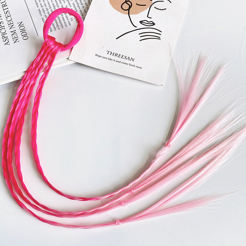 Синтетические красочные косички для наращивания волос с резинками радужные плетеные волосы для конского хвоста аксессуары для волос для детей девочек