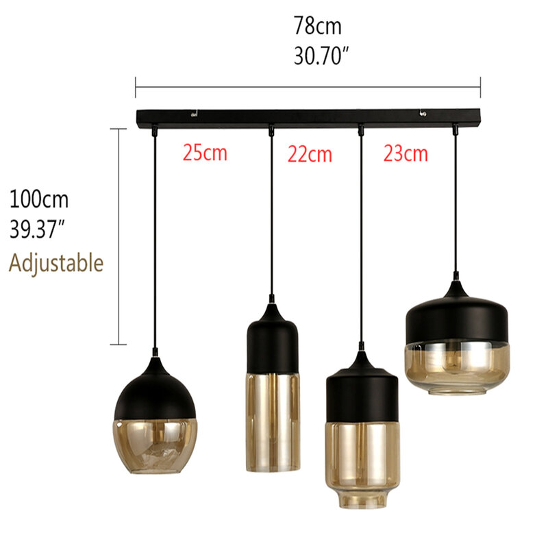 Nordic simple loft glass chandelier E27 American country living room restaurant bar clothing store industrial retro lamps