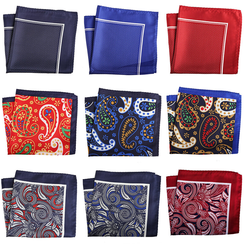Tailor Smith Vintage Style 3pcs Pocket Square Mens Polyester Paisley Floral Printed Hanky 33cm Handkerchief for Men gift