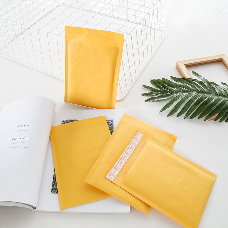 3pcs 14*16cm+4cm Bubble Padded Self-adhesive Sealing Yellow Kraft Paper Mailing Bag Business Mailers Supply Packing Envelope