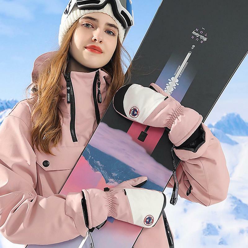 Gants de neige imperméables pour hommes et femmes, écran tactile, gants de ski thermiques, coupe-vent avec laisses de poignet, hiver