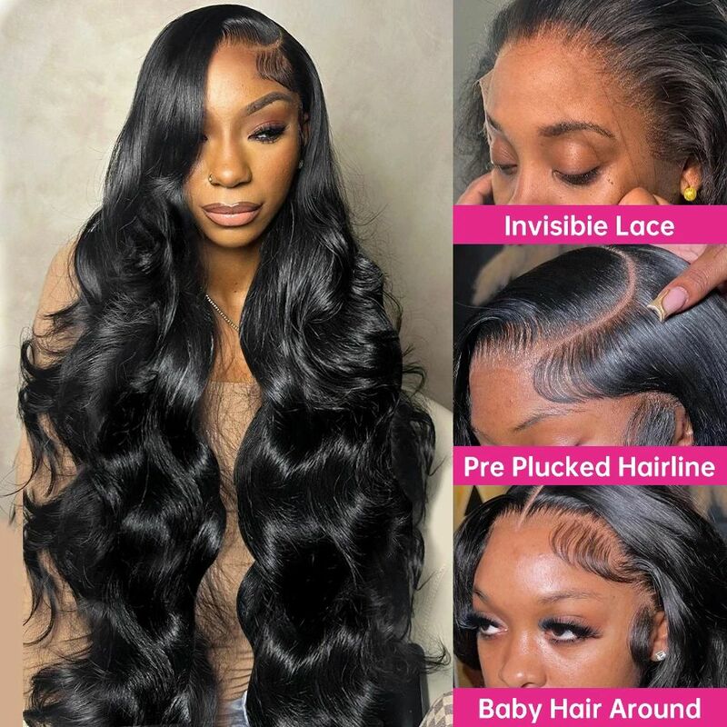 30 40inch HD Transparent Body Wave lace frontal wigs  Pre plucked Bob wigs hd lace wig 13x6 human hair choice brazilian wigs