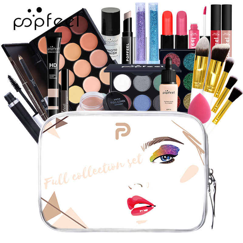 All In One Makeup Set Eyeshadow Palette/ Lip Gloss/Concealer/ Eyeliner/ Cosmetic Bag Full Makeup Kit Women Gift Box Palette