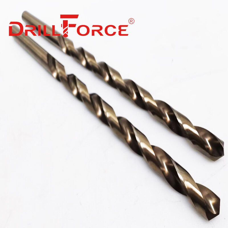 Brocas de torção longa Drillforce para aço inoxidável, ligas de aço e ferro fundido, 2-14mm, HSSCO 5%, M35 Cobalto, 160-400mm, 1Pc