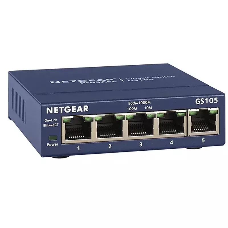 Netgear GS105 Gigabit Switch 5-Port 10/100/1000 Gigabit Ethernet, Bandwidth 10 Gbps, Home, Office, Unmanaged Desktop Switch