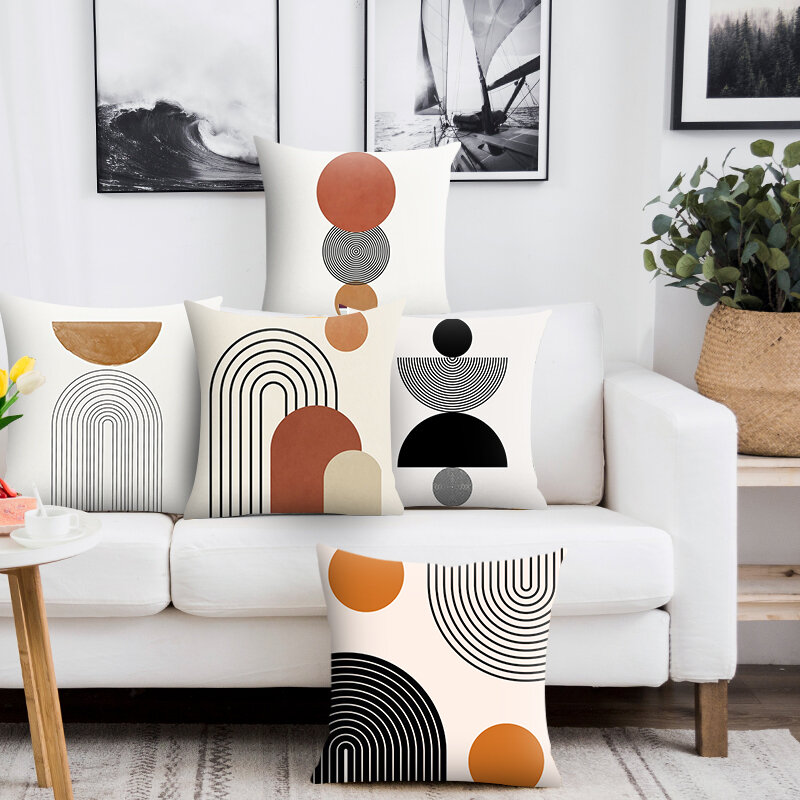 Abstrato geometria decorativa fronha para sofá capa de almofada macio curto pelúcia lance travesseiro caso decoração do escritório em casa quarto