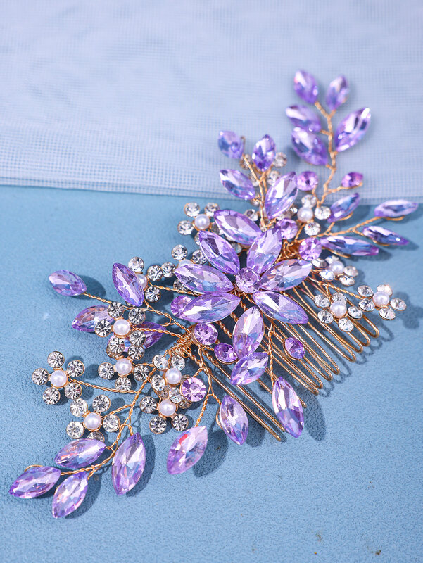 Perłowy kryształowy kwiat ślubne na włosy grzebienie kryształowe włosy biżuteria akcesoria ślubne diadem dla panny młodej opaska na bal perła nakrycie głowy