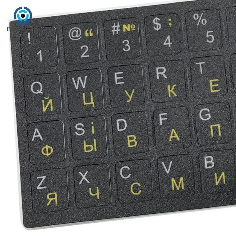 1Pc Oekraïne Taal Oekraïens Toetsenbord Sticker Duurzaam Alfabet Zwarte Achtergrond Witte Letters Voor Universele Pc Laptop