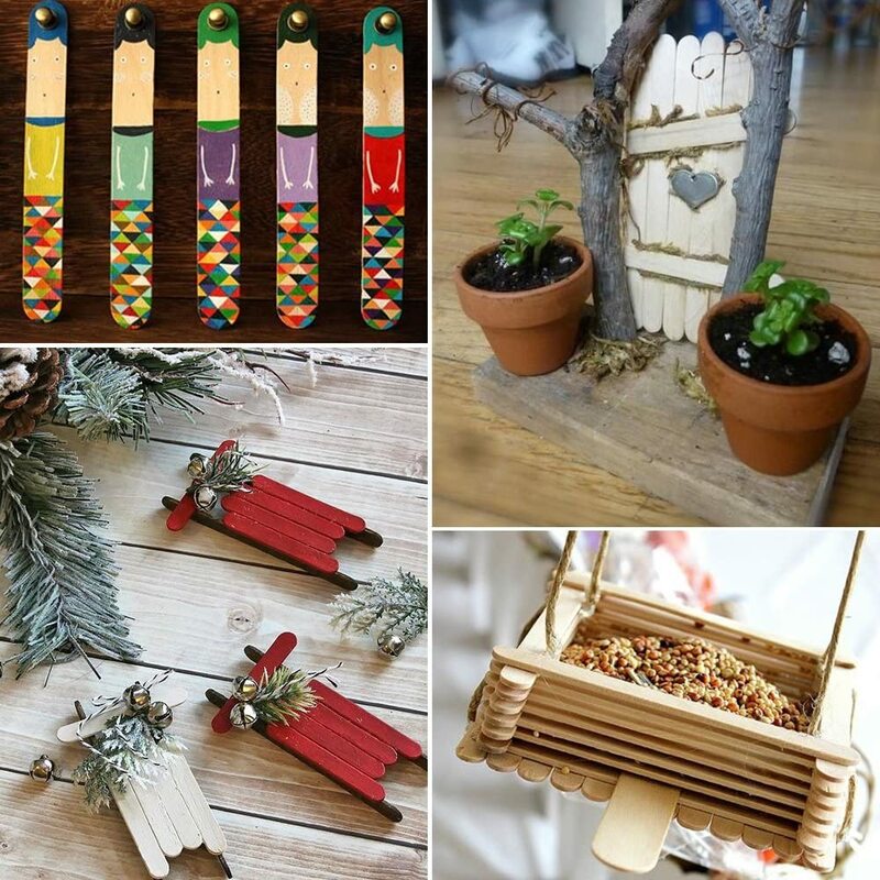 Craft Sticks Ice Cream Sticks Natural Wood Popsicle Craft Sticks 4.5 inch Length Treat Sticks Ice Pop Sticks for DIY Crafts