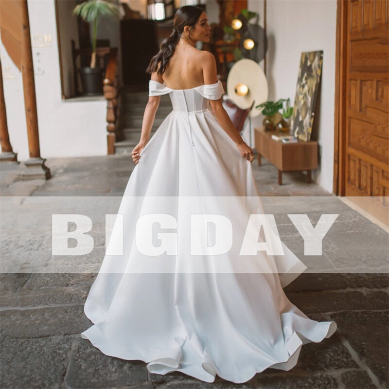 Женское свадебное платье с юбкой-годе, элегантное платье с открытой спиной и открытыми плечами, без бретелек, со складками и разрезом, свадебные платья со шлейфом
