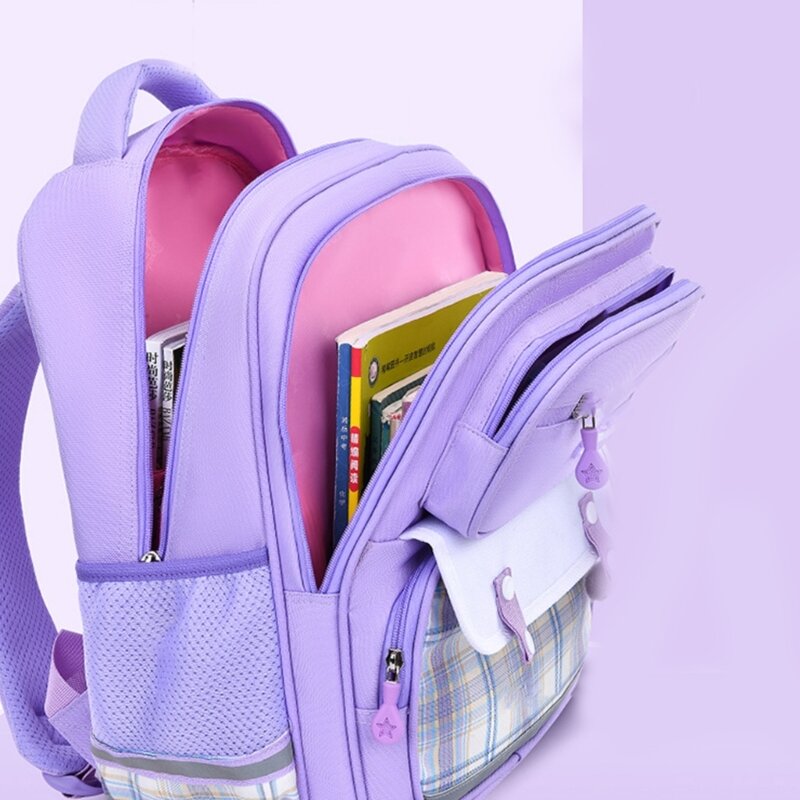 Mochilas escuela primaria a prueba salpicaduras, bolsos hombro versátiles con doble correa, mochila