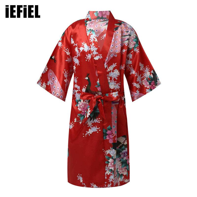 Kwiat paw koszula nocna z nadrukiem dziecięca szlafrok Kimono z nadrukiem
