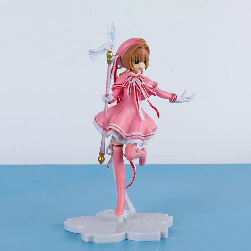 Figuras de acción de Anime japonés kawaii Pink Card Captor SAKURA, modelo de figura de PVC, varita mágica, juguetes para niñas, decoración de escritorio para el hogar, regalo