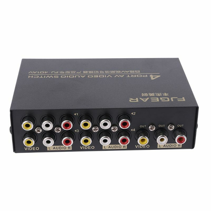 Seletor switcher caixa comutação (4 entradas 1 saída) Áudio RCA estéreo porta 4 vias D5QC