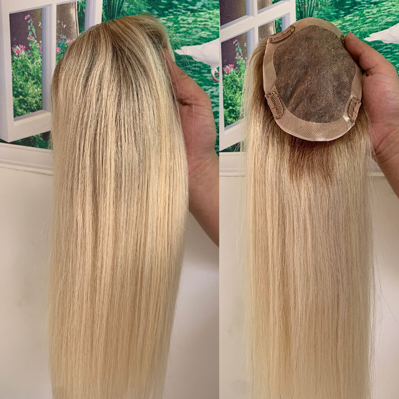 Светлые натуральные человеческие волосы омбре с однонаправленной застежкой на шнуровке натуральные Детские волосы #613 силиконовый моно-кружевной парик для женщин