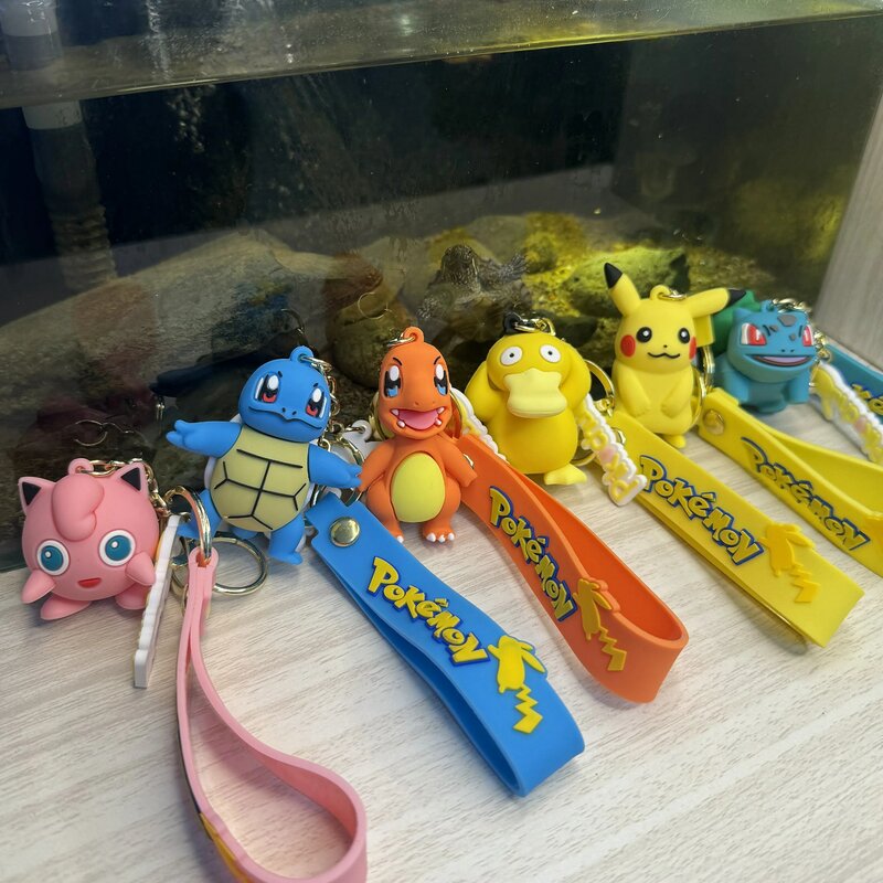 LLavero de Pokémon Pikachu para niños, colgante de lote, bolso de muñeca, colgante de coche, regalo de cumpleaños, juguetes, encanto, calabaza a granel