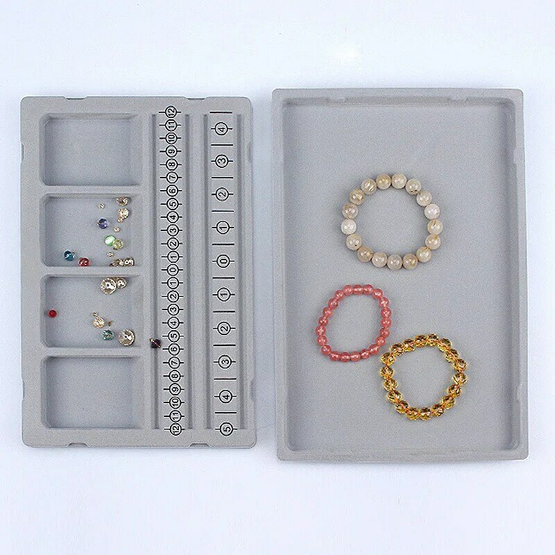 Bandeja de Beading flocada para fazer jóias, Gray Bead Board, ferramentas de medição, descobertas, pulseira, colar, acessórios DIY