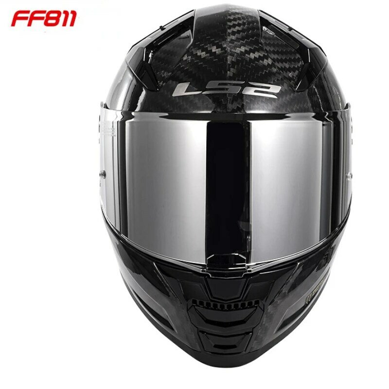 LS2 FF811 helm motor wajah penuh, pelindung asli lensa warna Hitam Perak