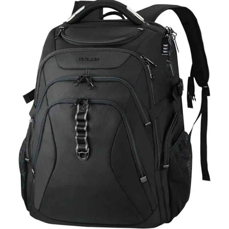 حقيبة Daypack مضادة للماء للرجال والنساء ، حقيبة كمبيوتر محمول أنيقة ، حقيبة كلية الأعمال ، جيوب سوداء