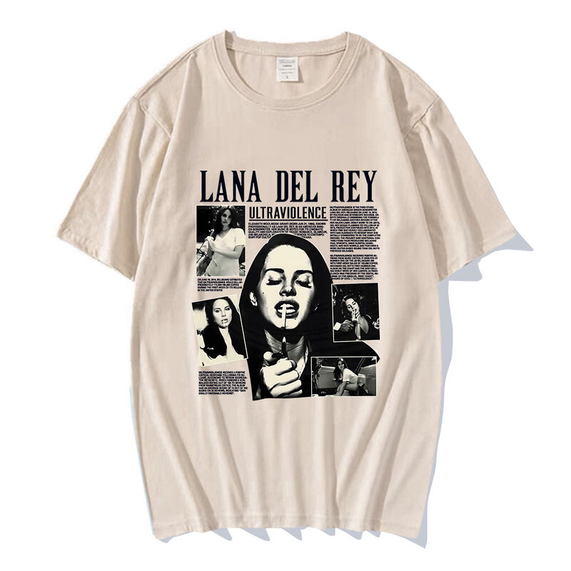 Kaus gambar penyanyi Lana Del Rey kaus lengan pendek katun lembut kaus kasual musim semi musim panas pria/wanita Tshirts Camisas leher-o
