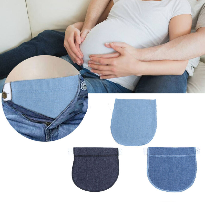 Extensor elástico de cintura de maternidad para mujeres embarazadas, cinturón de extensión de Pantalones suaves, hebilla de botón, alargamiento, embarazo ajustable