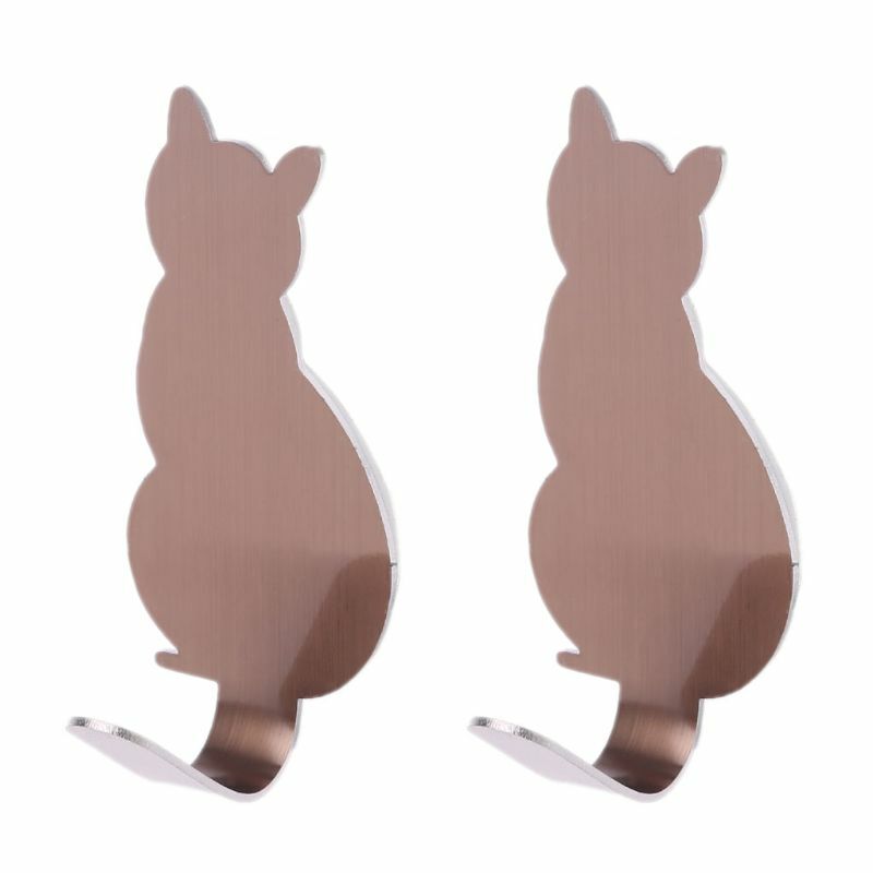 2pcs for Cat Tail Shaped Decorative Stainless Steel Wall Door Clothes Coat for K