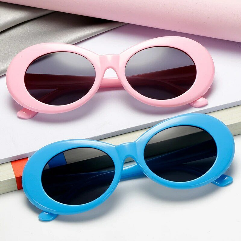كورت كوبين نظارة شمسية ريترو بيضاوية نظارات شمسية أنيقة كلاسيكية للرجال سوداء وبيضاء اللون