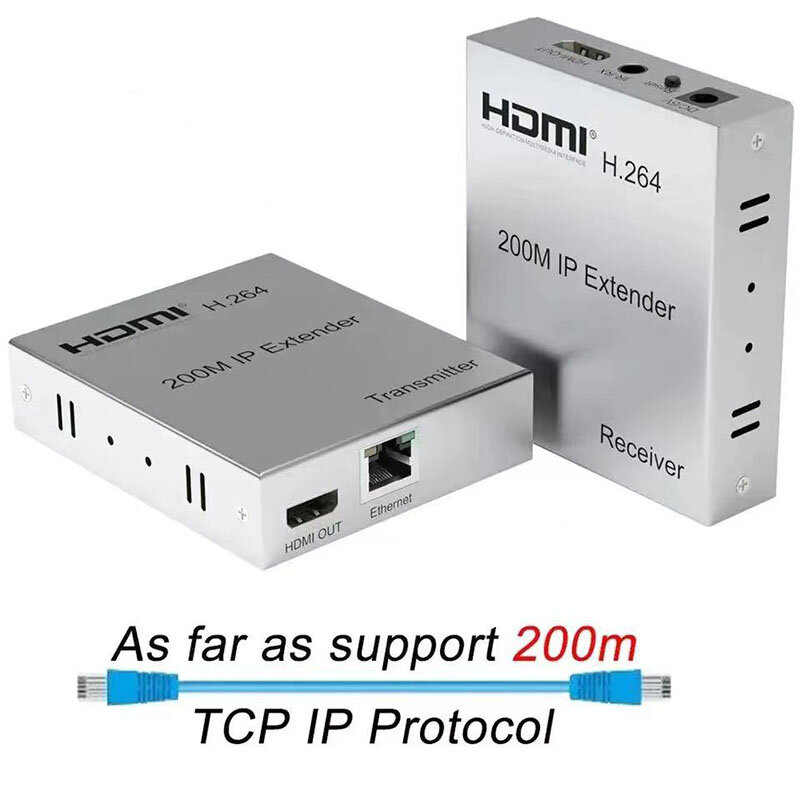 H.264 IP kompatybilny z HDMI przedłużacz przez kabel CAT5e CAT6 RJ45 200M 1080p konwerter wideo nadajnik-odbiornik dla PS3 PS4 PC do TV