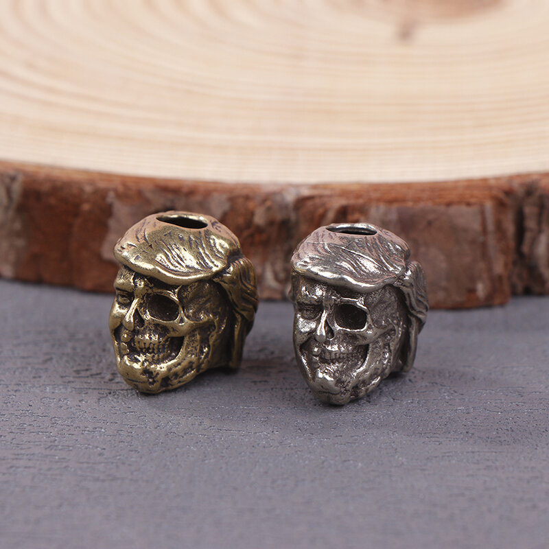 Creative American President Half Skull Face Knife Bead Pendant Brass DIY Lanyard Pendant Accessory Outdoor EDC Tool Charms