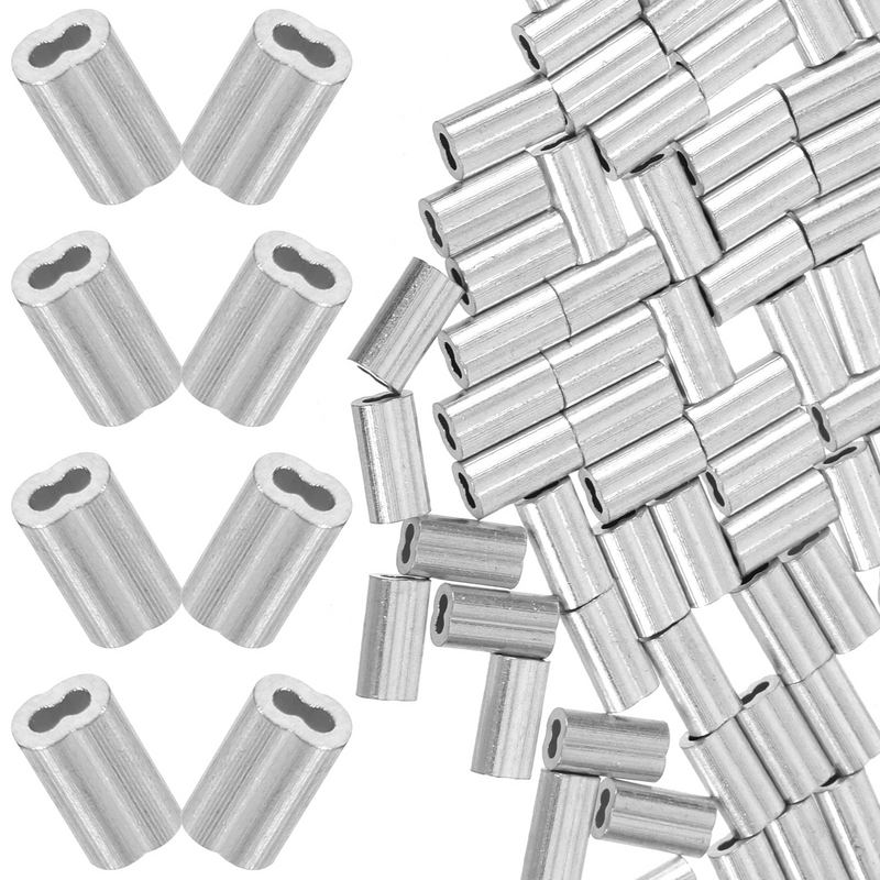 Manchons de sertissage de câble en aluminium, outil de sertissage de câble, manchon de câble argenté pour pinces de fil, 100 pièces