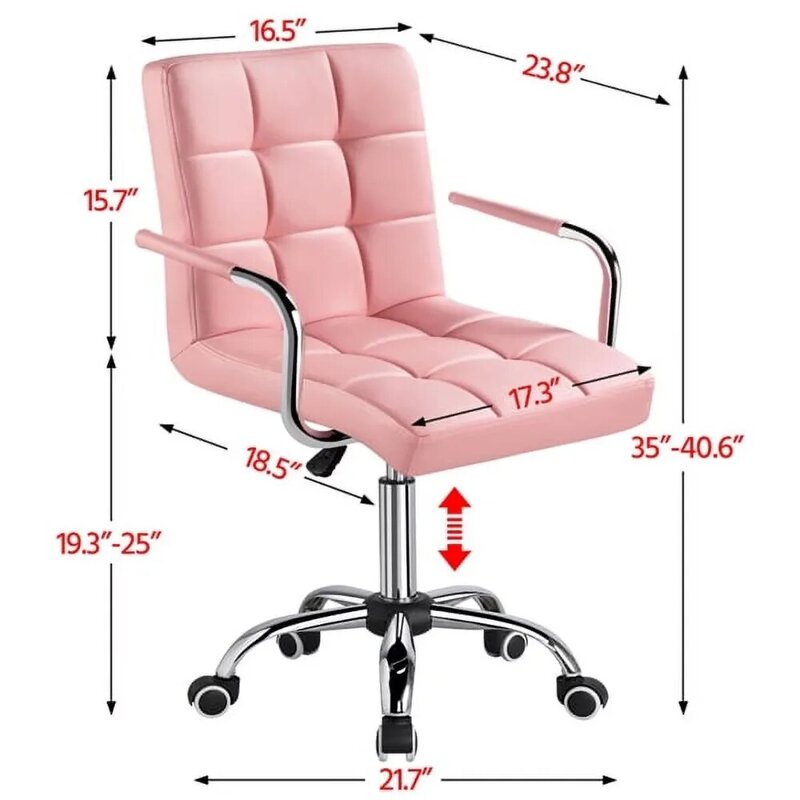 Kursi kantor, kursi kantor, kulit imitasi Modern dapat disesuaikan, kursi putar kantor dengan roda, kursi kantor