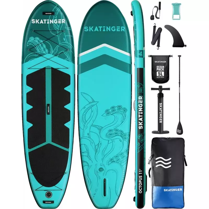 11'x34'' Extra Wide Inflatable Paddle Board, Up to 420lbsPaddle Boards for Adults, Stable Stand Up Paddle Board, 2 People/Family