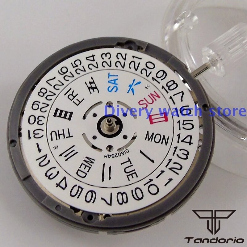 Day Date Calendar Display Set Winding Stem Double Mechanical Wristwatch NH36 NH36A Movement