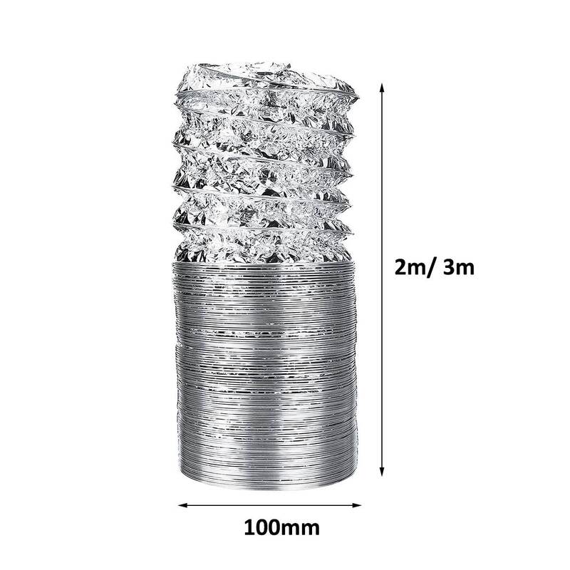 Tuyau de Ventilation en PVC et aluminium, 2/3M, 4 pouces, 100mm