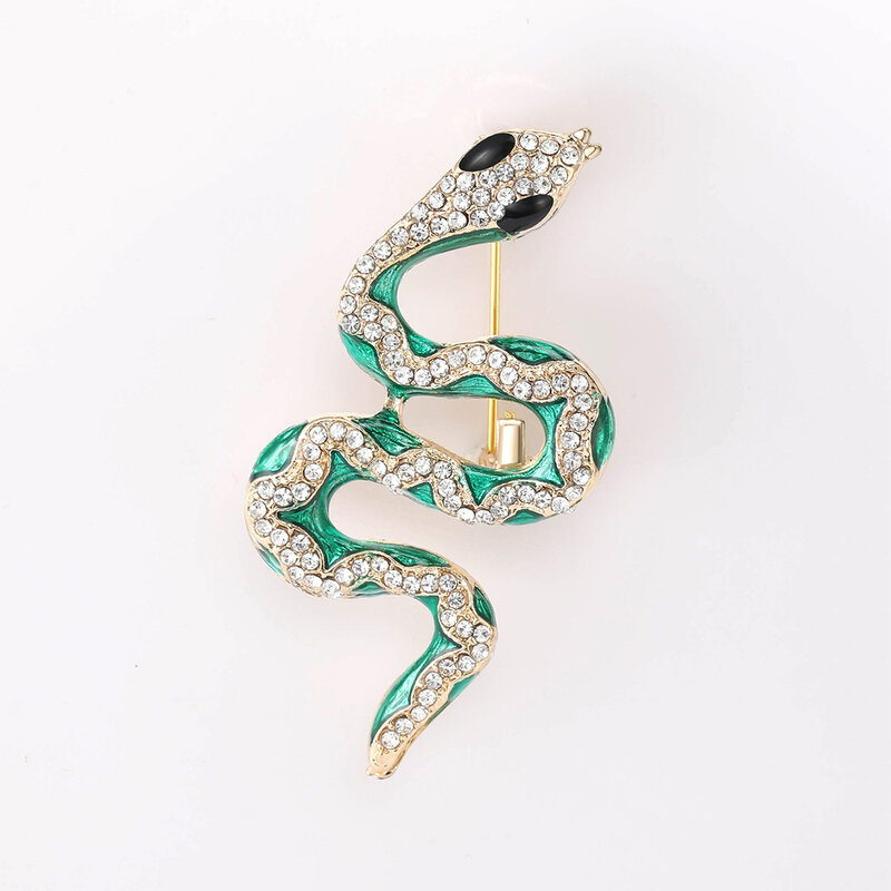 Broches de serpiente de diamantes de imitación para mujer, alfileres de animales Unisex, accesorios de fiesta casuales, regalos de moda