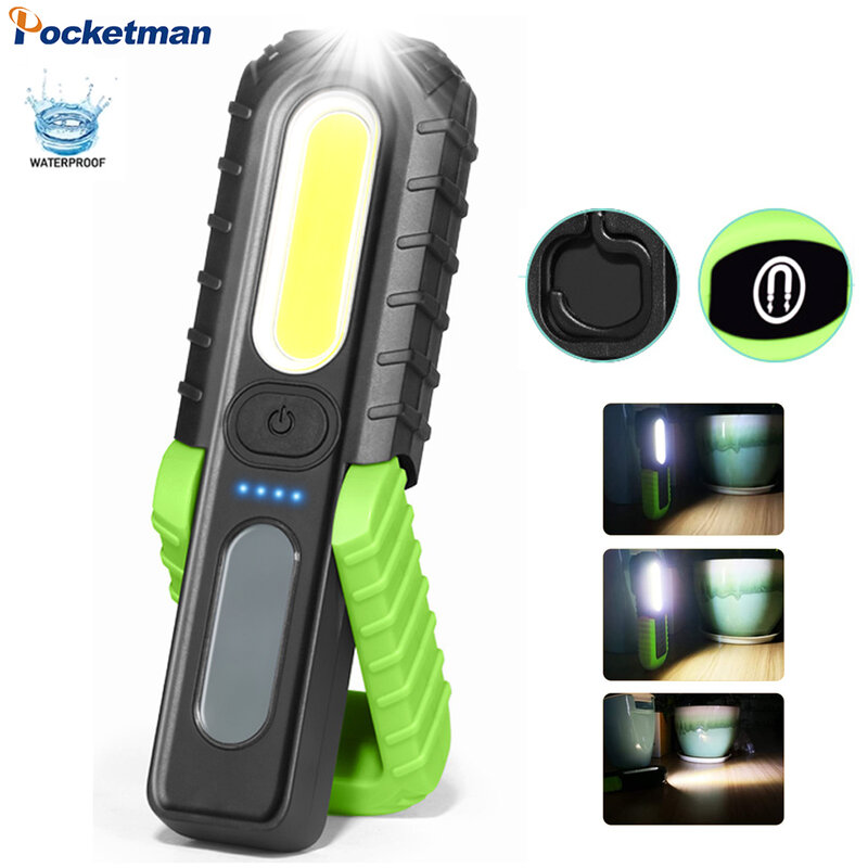 Portable 2-in-1 Rechargeable Led COB Flashlight for Outdoor Camping Fishing Hiking Emergency Car Repairing Emergency Work Light