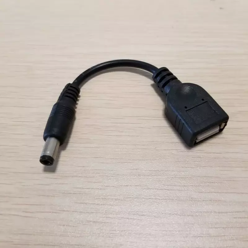 Adaptador de CC de 2,1mm x 5,5mm A USB, convertidor tipo A, Cable de extensión de datos, macho, hembra, negro, 10cm