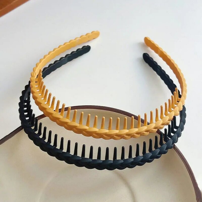Solid Color Teeth Matte Hair Hoop Retro Headdress Acrylic Non-slip Hairband Korean Style Headband Wash Face
