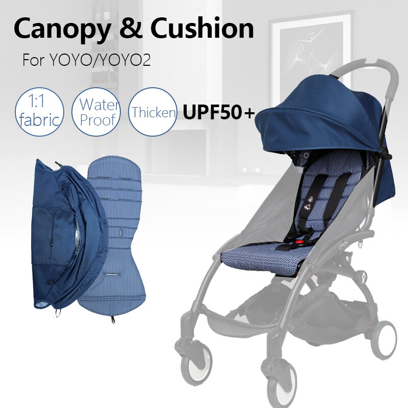 Baby Stroller Accessories 6+ Hood&Mattress For YOYO2/YOYO+ Canopy Cover Cushion Thicken Fabric Replacement Sunshade 1:1 Material