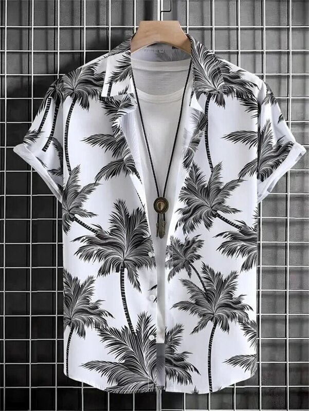 Camiseta con estampado 3D de flores para hombre, camisa de playa Hawaiana para fiesta al aire libre, transpirable, manga corta, ropa Social callejera