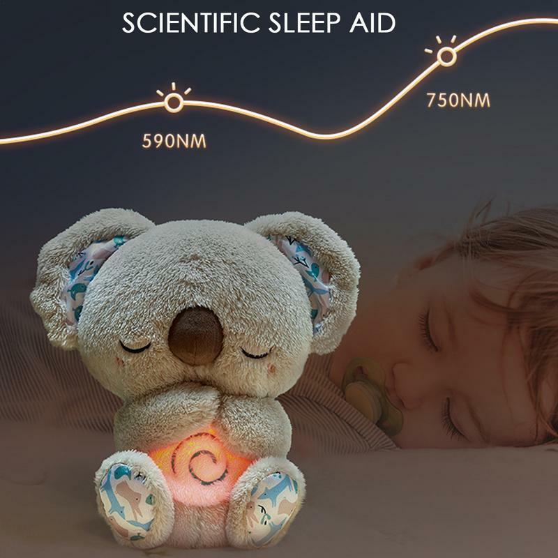 Oddychający Niedźwiedź Kojąca Koala Pluszowa Lalka Zabawka Dziecko Dzieci Kojąca Muzyka Dziecko Śpiący Towarzysz Dźwięk i Światło Lalka Zabawka Prezent